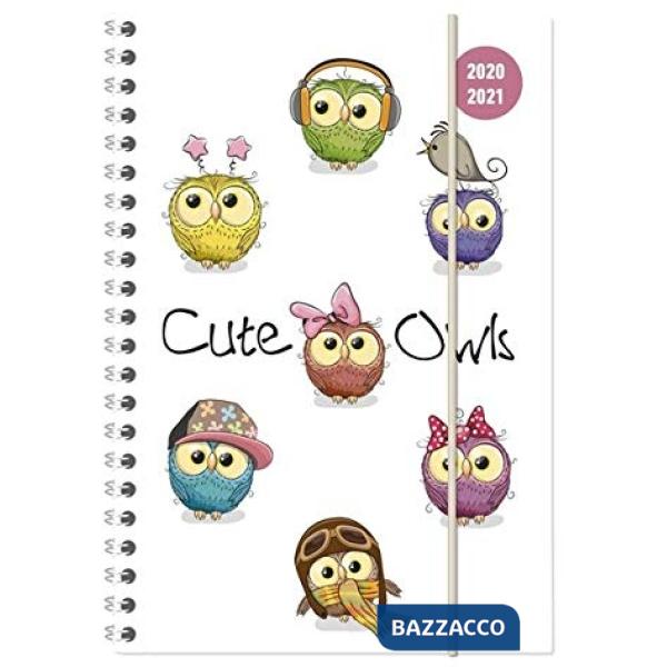 Collegetimer a5 cute owls spiralata 2020-2021