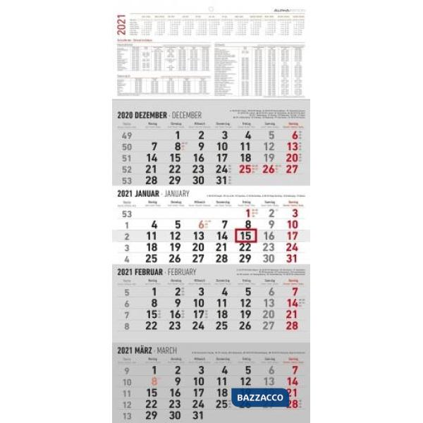 Calendario 2021 olandese da muro 4 mesi 30x63 cm