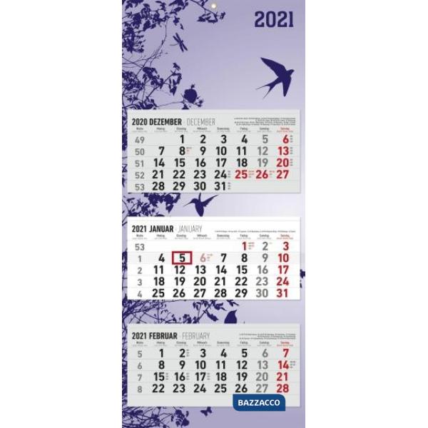Calendario 2021 olandese da muro 3 mesi 34,5x80 cm flower