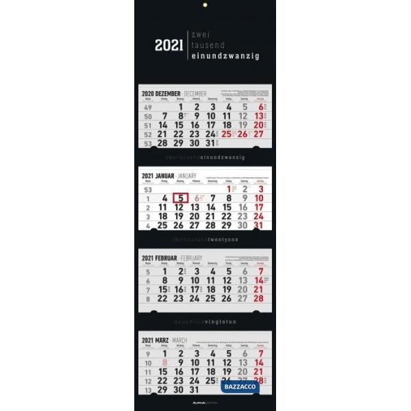 Calendario 2021 olandese da muro 4 mesi 34,5x100 cm