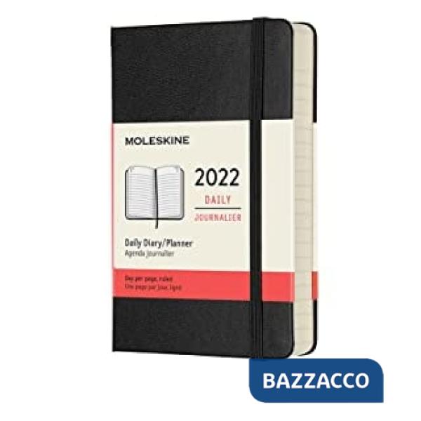 12 months, daily. Pocket, hard cover, black