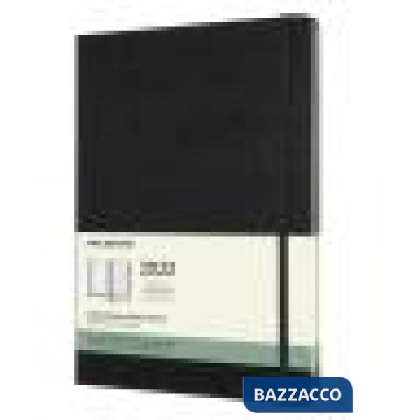 12 months, weekly notebook. Extra-large, hard cover, black