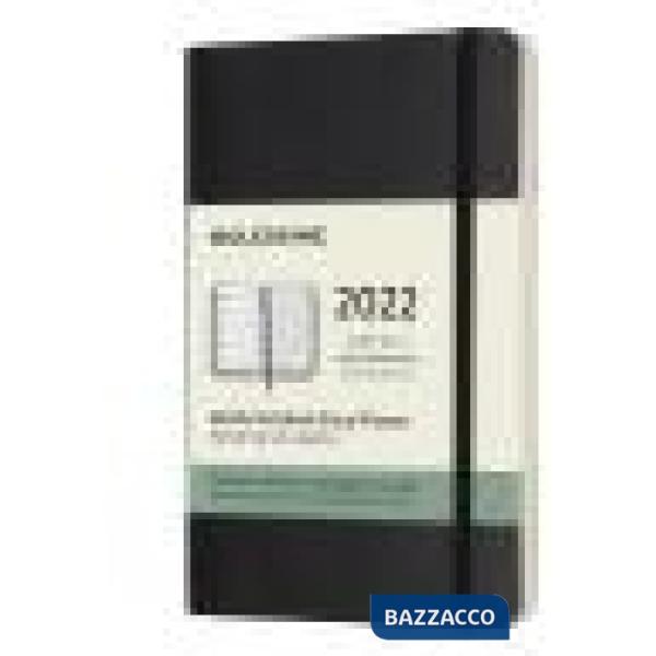 12 months, weekly notebook. Pocket, soft cover, black