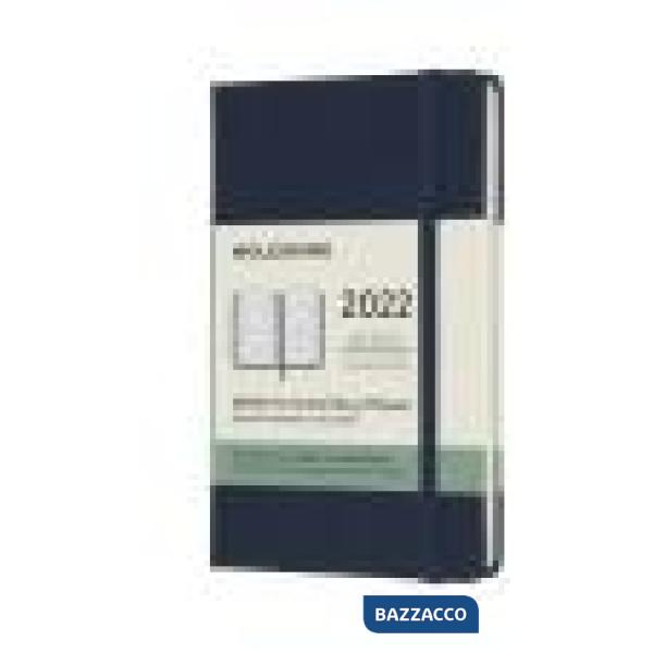 12 months, weekly horizontal. Pocket, hard cover, sapphire blue