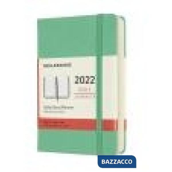 12 months, daily. Pocket, hard cover, ice green