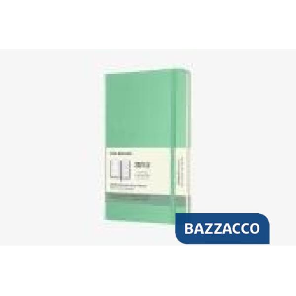 18 months, weekly notebook. Large, hard cover, ice green