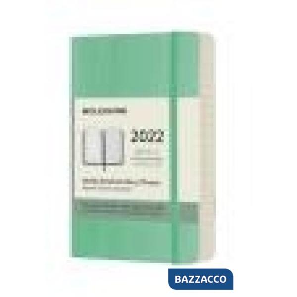 12 months, weekly notebook. Pocket, soft cover, ice green