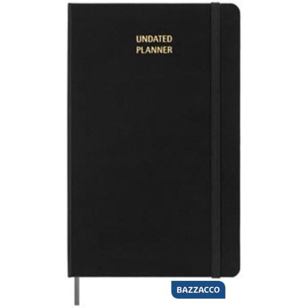 Undated weekly notebook. Large, hard cover, black