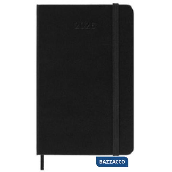 12 months, weekly notebook. Pocket, hard cover, black