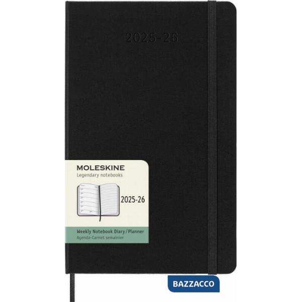 18 months, weekly notebook. Large, hard cover, black