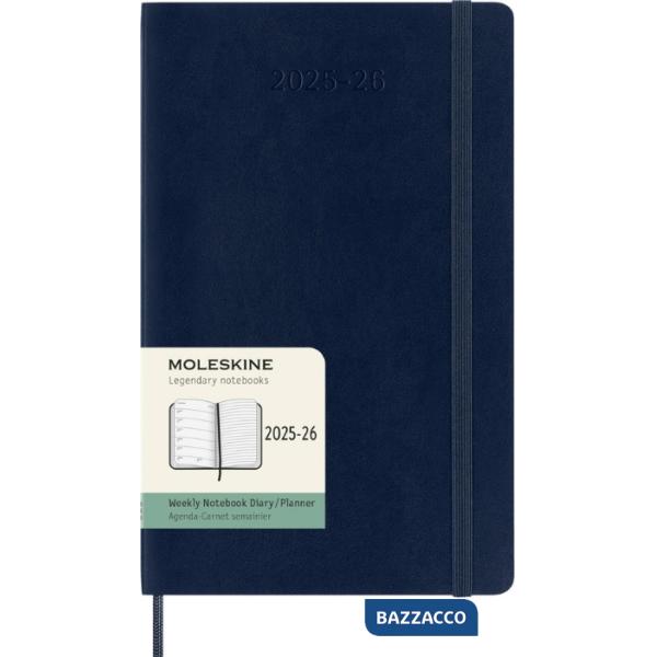 18 months, weekly notebook. Large, soft cover, sapphire blue