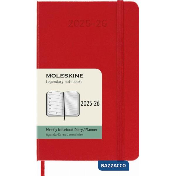 18 months, weekly notebook. Pocket, hard cover, scarlet red