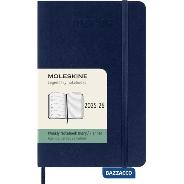 18 months, weekly notebook. Pocket, soft cover, sapphire blue