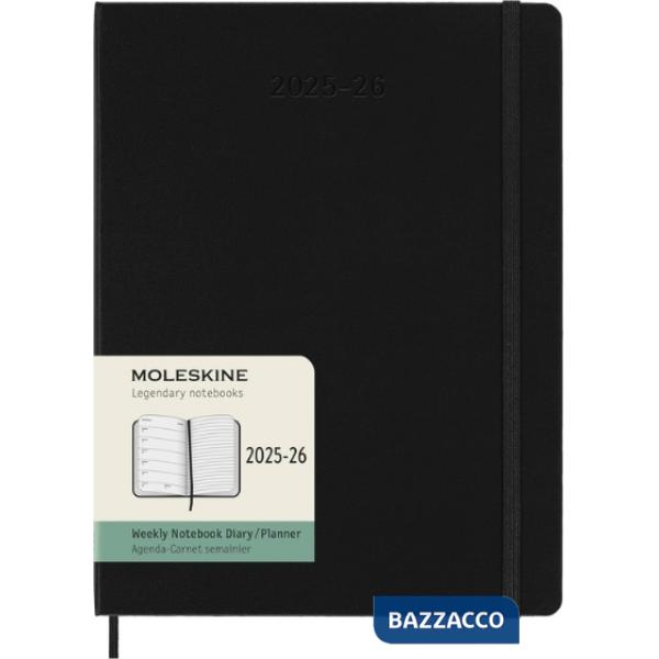 18 months, weekly notebook. Extra-large, hard cover, black