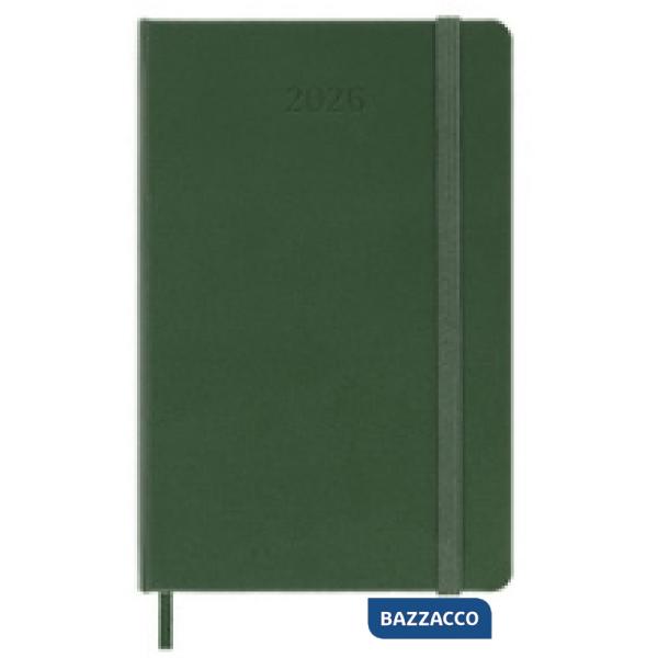 12 months, weekly notebook. Pocket, hard cover, myrtle green