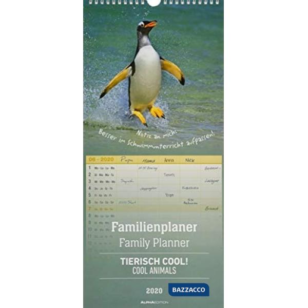 Calendario da muro 21 x 45 cm fam. Cool animals 2020