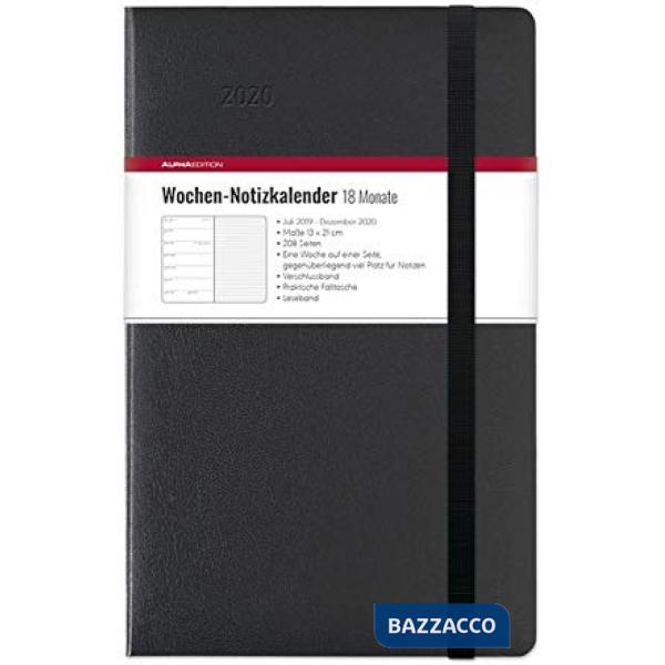 Agenda settimanale 13x21 cm 18 mesi black 2020