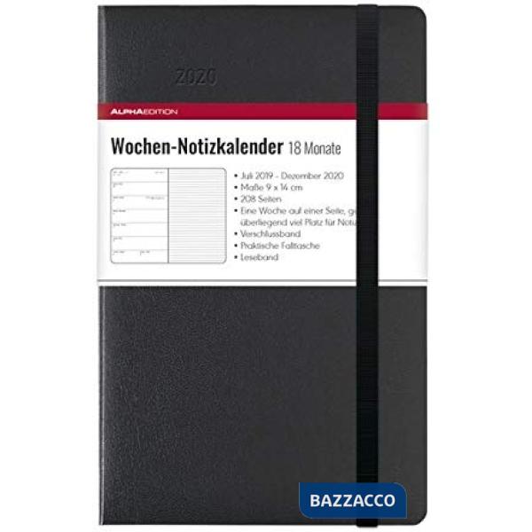 Agenda settimanale 9x14 cm 18 mesi black 2020