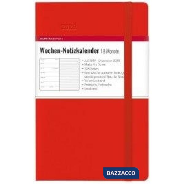 Agenda settimanale 9x14 cm 18 mesi red 2020