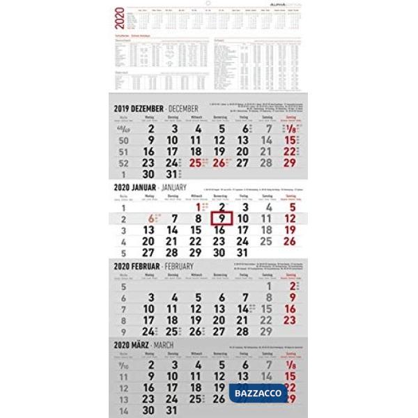 Calendario 2020 olandese da muro 4 mesi 30x60 cm
