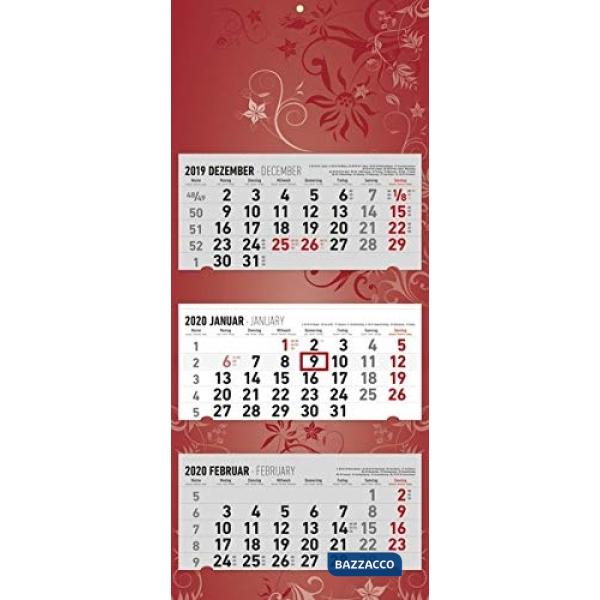 Calendario 2020 oland. Da muro 3 mesi 34,5x80 cm flower