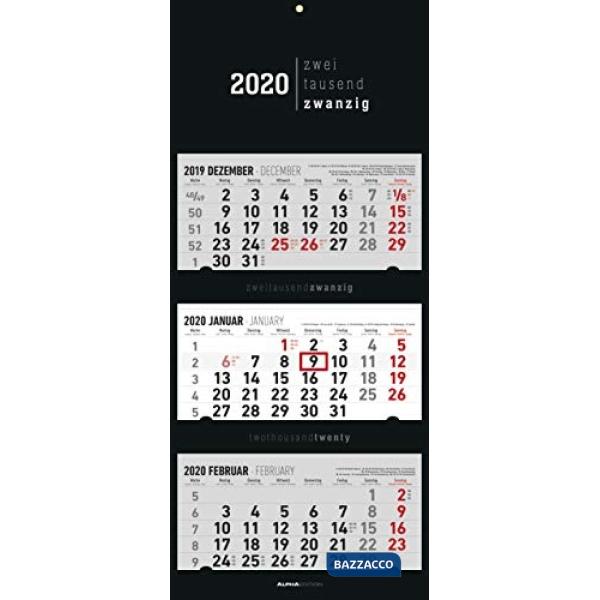 Calendario 2020 olandese da muro 3 mesi 34,5x80 cm nero