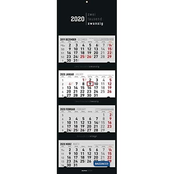 Calendario 2020 oland. Da muro 4 mesi 34,5x100 cm nero