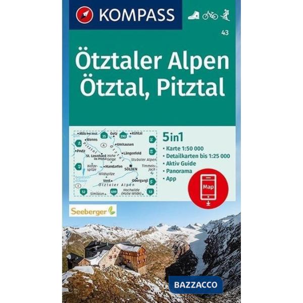 Carta escursionistica Kom 43. Ötztaler Alpen, Ötztal, Pitztal