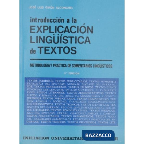 INTRODUCCION A LA EXPLICACION LINGUISTICA DE TEXTOS