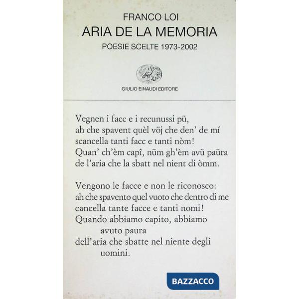 Aria de la memoria. Poesie scelte 1973-2002