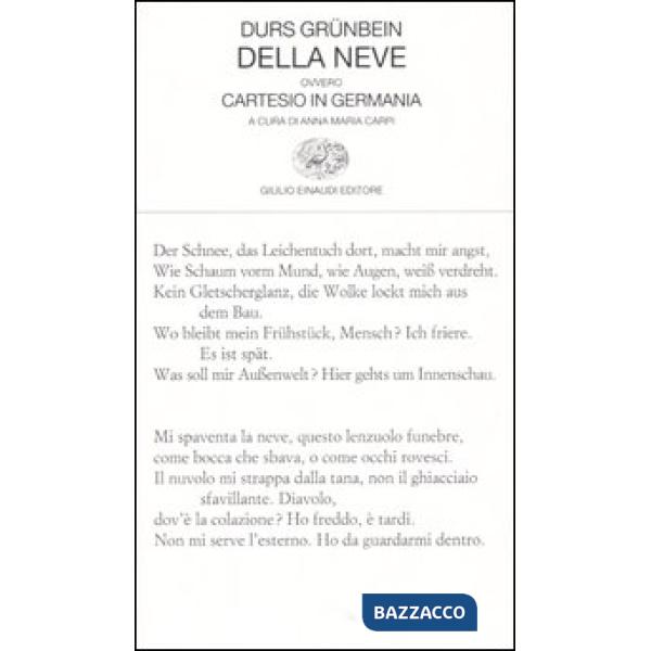 Della neve ovvero Cartesio in Germania. Testo tedesco a fronte
