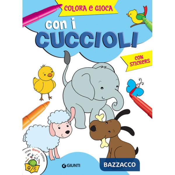 Colora e gioca con i cuccioli. Con adesivi