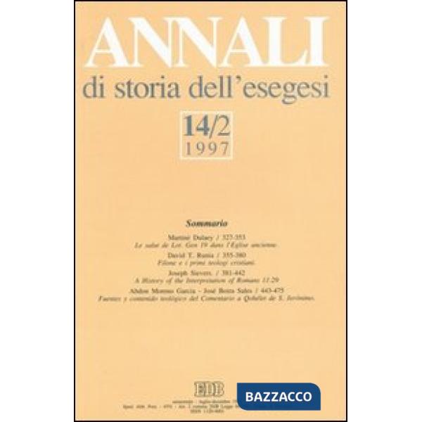 Annali di storia dell'esegesi. Vol. 14/2: 1997