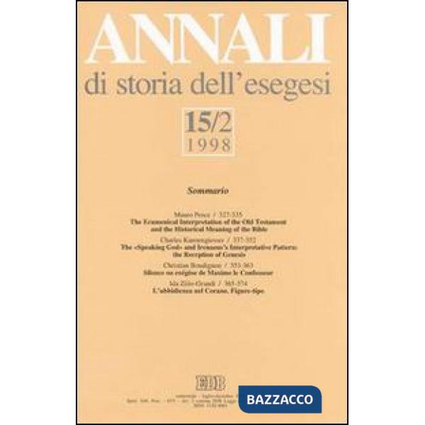 Annali di storia dell'esegesi. Vol. 15/2: 1998