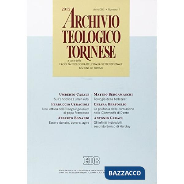 Archivio teologico torinese (2015). Vol. 1