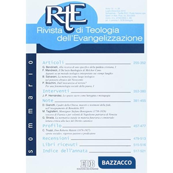 RTE Rivista di teologia dell'evangelizzazione (2010). Vol. 28