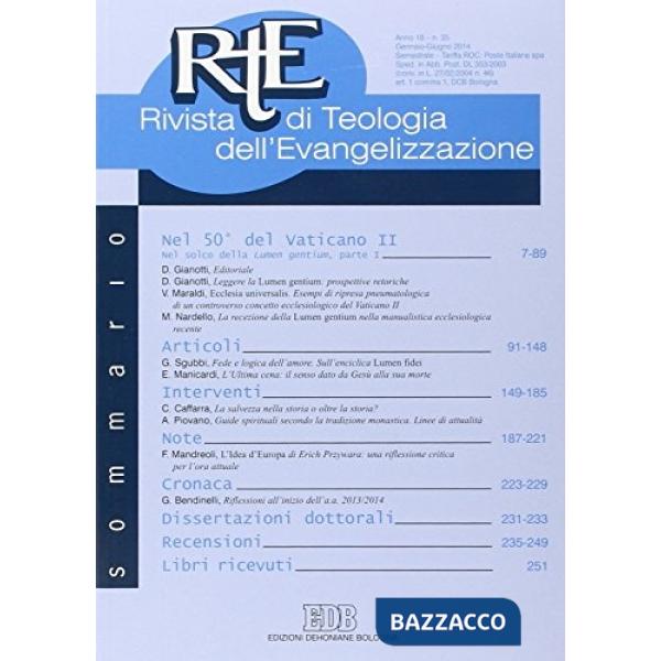RTE Rivista di teologia dell'evangelizzazione (2014). Vol. 35