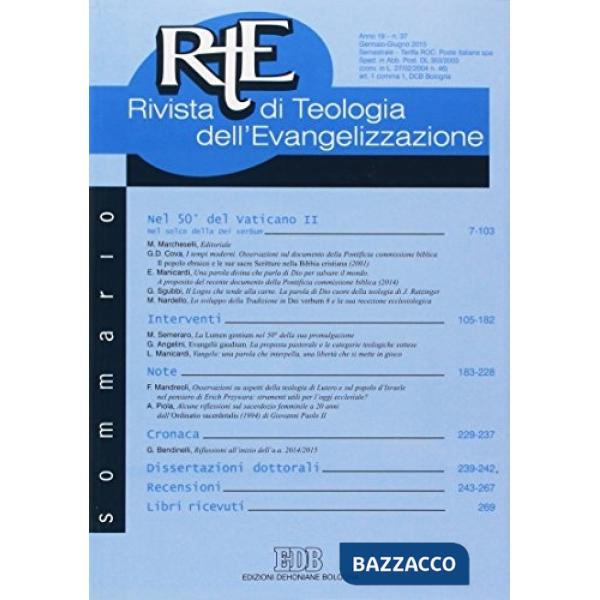 RTE Rivista di teologia dell'evangelizzazione (2015). Vol. 38
