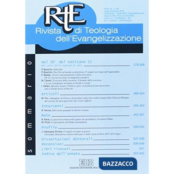 RTE Rivista di teologia dell'evangelizzazione (2015). Vol. 36