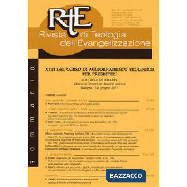 RTE Rivista di teologia dell'evangelizzazione. Supplemento (2018). Vol. 43: Atti del corso di aggiornamento teologico per presbi