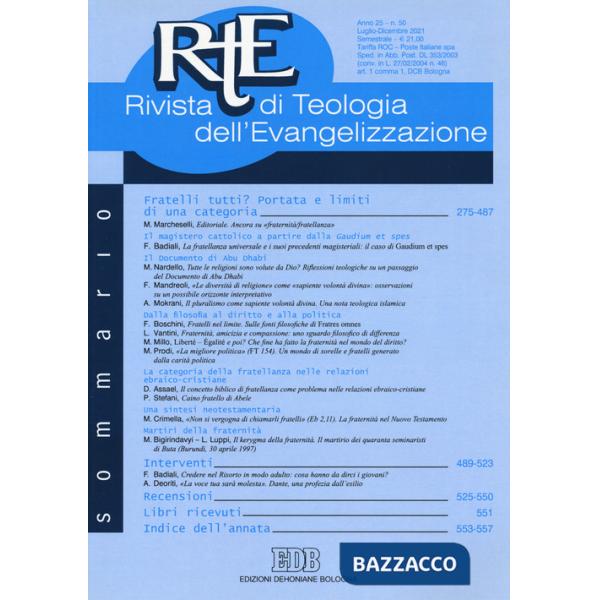RTE Rivista di teologia dell'evangelizzazione (2021). Vol. 50