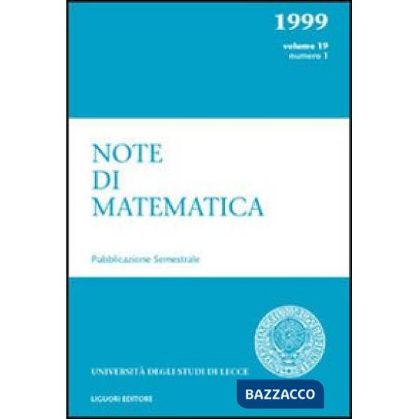 Note di matematica. Vol. 19/1