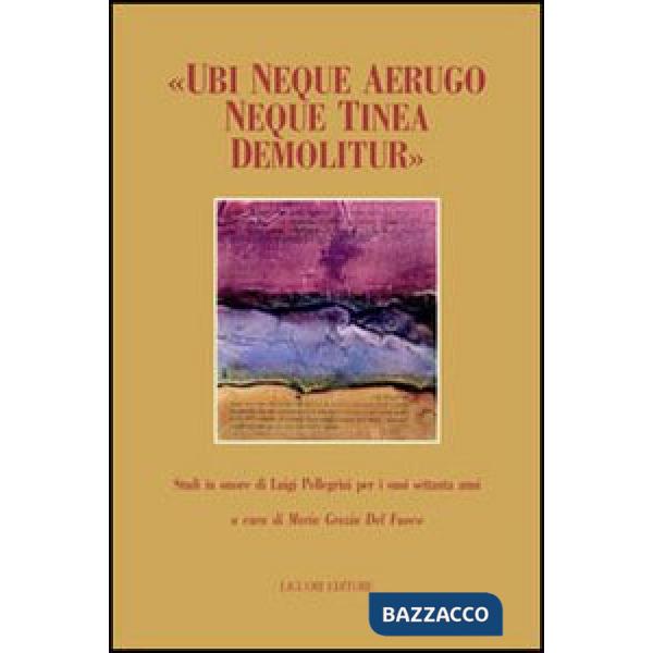«Ubi neque aerugo neque tinea demolitur». Studi offerti in onore di Luigi Pellegrini per i suoi settant'anni