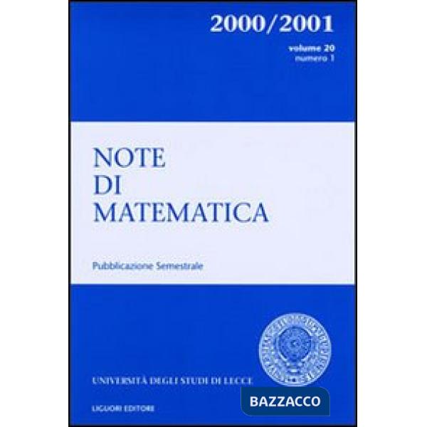Note di matematica. Vol. 20/1