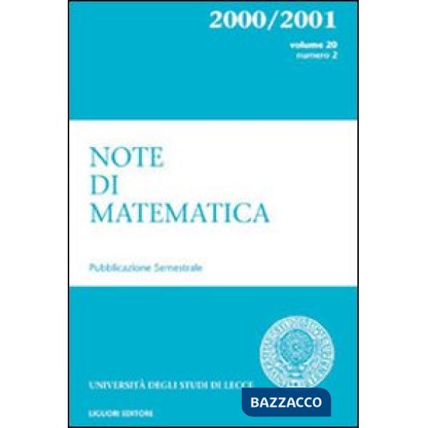 Note di matematica. Vol. 20/2