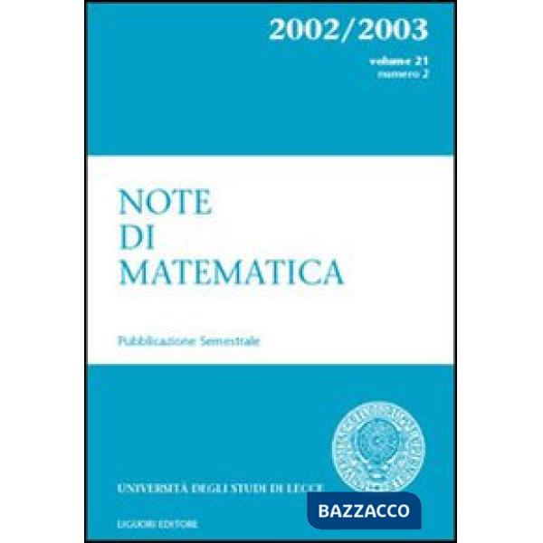 Note di matematica. Vol. 21/2