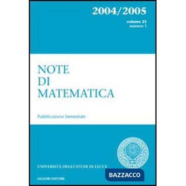 Note di matematica. Vol. 23