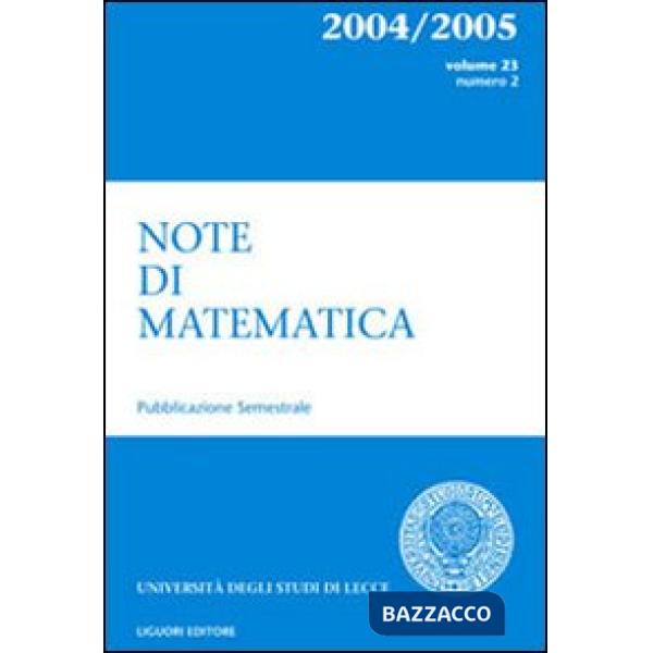 Note di matematica. Vol. 23
