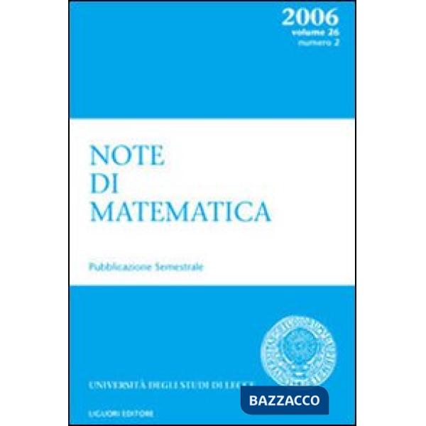 Note di matematica. Vol. 26/2