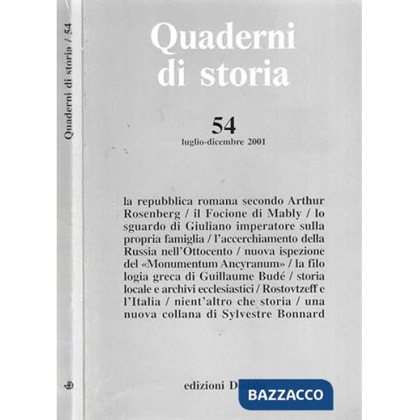 Quaderni di storia n. 54 dicembre 2001